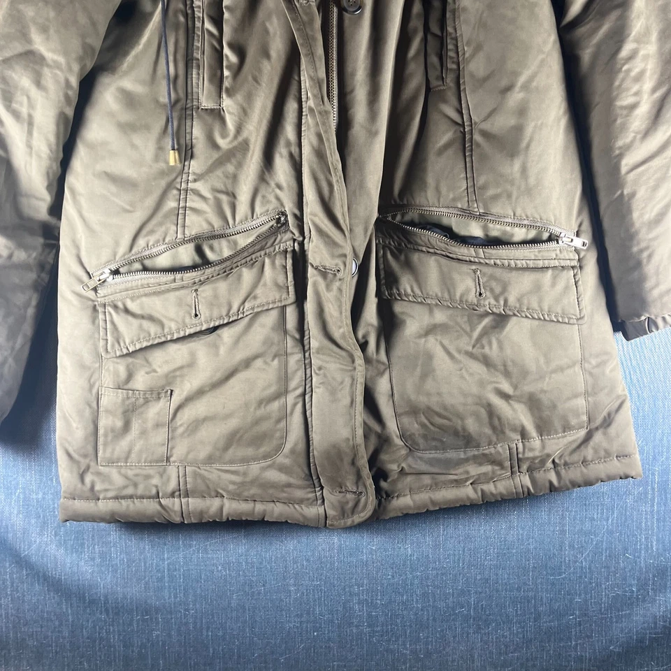 Chaqueta Parka Forever 21 Mujer Talla M Verde Oliva Piel Sintética Forrada Bolsillos Cremallera Completa Foto 3 de 4