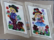 Diamant Needlepoint tapestry 285 young boy and girl nearly complete