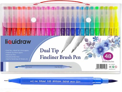 Liquidraw 48 Dual Tip Pinselstifte Fineliner Färbung Aquarell Marker Zeichnung