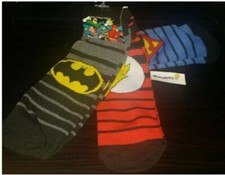 3 PAIRS DC COMICS SUPER HEROES BATMAN-FLASH-SUPERMAN LOGO NO-SHOW SOCKS SZ 6-12
