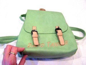 green leather backpack purse