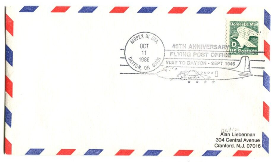 Flying Post 40th Anniversary First Flying Post Office Flight - Dayton Ohio - 1946 ...