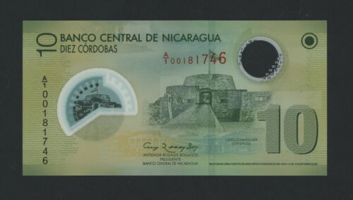 NICARAGUA 10  CORDOBAS POLYMER 2007 ( 2009 ) PICK # 201  UNC. - 第 1/2 張圖片