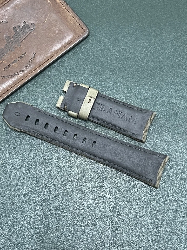 Original Graham Chronofighter Vintage Swordfish bronze 22mm Green Canvas Strap - Image 4 of 4