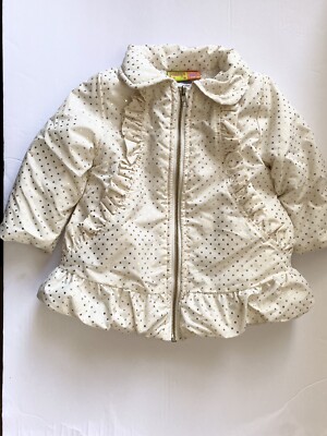 New Penelope Mack Girl Sz 18M Winter Faux Fur Coat Zip Up Off White color