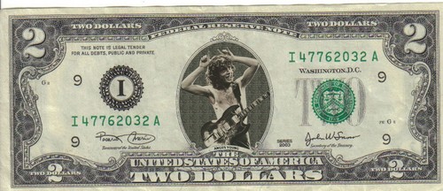 Angus Young $2 Dollar Bill Mint! Rare! $1 AC/DC #2 | eBay