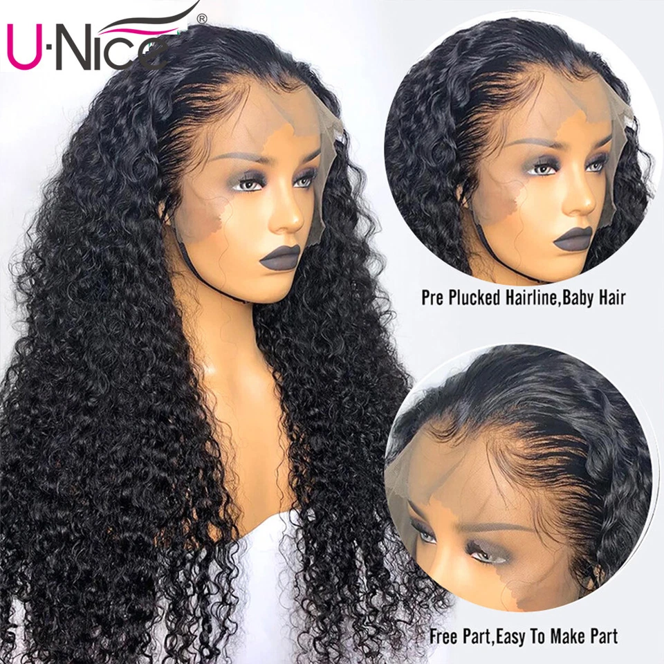 UNice Wig Curly 13x4 Lace Front Human Hair Wigs for Black Women Peruvian Hair US - Image 3 of 4