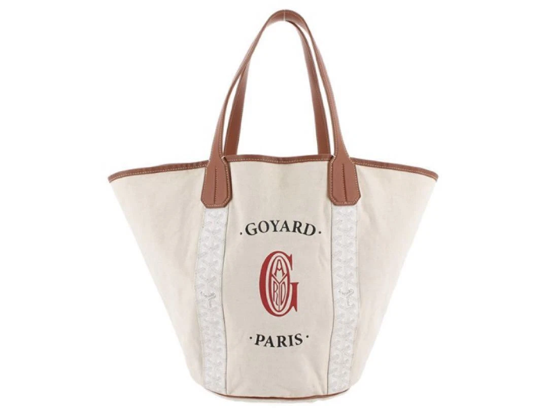 White Goyardine Canvas Belharra Reversible Tote QEBETH0LWB001