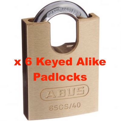 6 x Keyed Alike Padlocks -ABUS 65CS40 40mm Concealed Shackle Padlock  -FREE POST