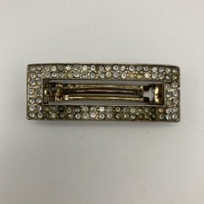Authentic 1950 s Glam Bar Barrette with Rhinestones French Clip Gold Tone MCM
