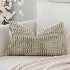 Corduroy Decorative Throw Pillow Covers 16x24 Inch 24" x 16" Pack of 1 Khaki