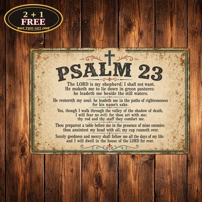 Inspirational Christian Scripture Verse Square Tin Sign Psalm Wall Art
