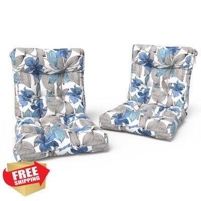 LVTXIII Patio Chair Cushion Clemens Noir Blue 21x21 Set of 2