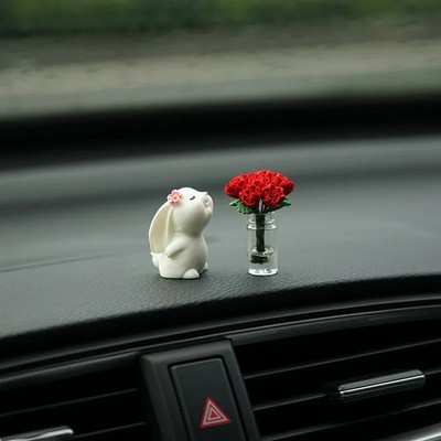 Car Mounted Bunny Smelling Floral Fragrance Healing Ornament Console Romantic
