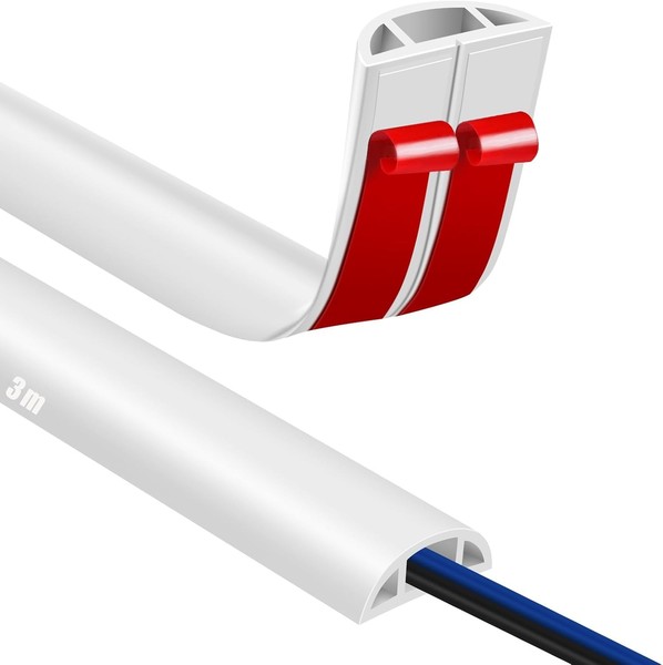 Kabelkanal Selbstklebend PVC Flexibel 3M Boden Kabelschutz Kabelabdeckung Weiß-image