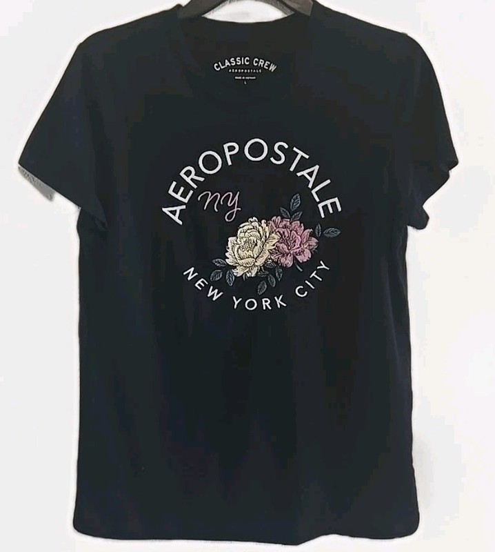 Aeropostale NYC Black Classic Crew T Shirt  Size L