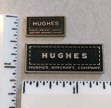 2x HUGHES Aircraft Company Vintage Metal Emblem Equipment Badges
