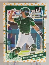 Tyler Soderstrom Jersey #d 21/75 2023 Donruss Rated Prospect On Fire Variation