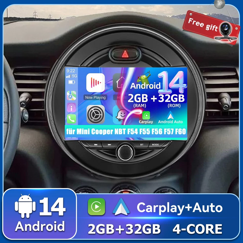 Für BMW Mini Cooper F55 F56 ANDROID 14 AUTORADIO GPS NAVI CARPLAY WIFI RDS 32GB - Bild 1 von 4