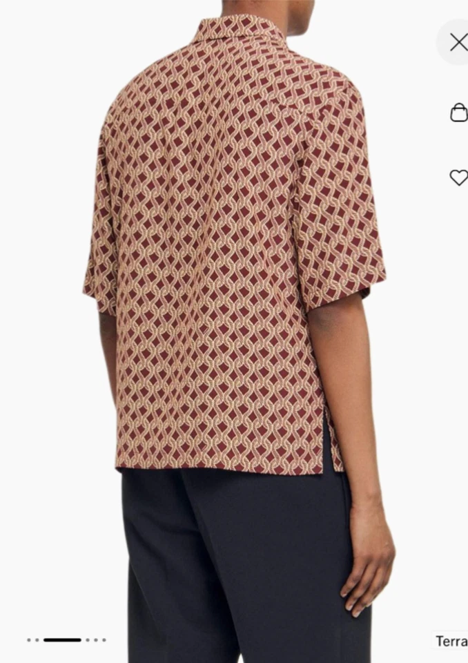 Sandro Rope Print Print Short Sleeve Button Up Shirt Men’s Size Small NWT - Image 2 of 4