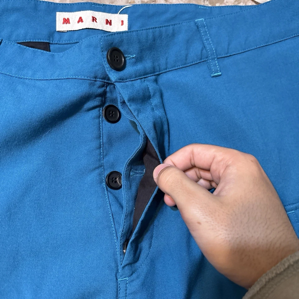 Pantalón cargo Marni para hombre 54 (36x31) azul verde azulado lana pierna recta ligero Foto 4 de 4