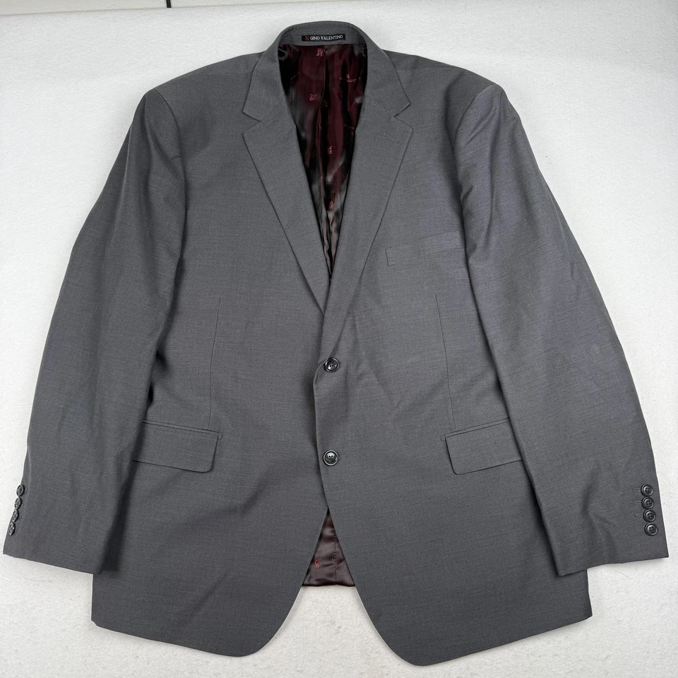 Gino Valentino Suit Mens 50R Gray Classic Fit Zegna Super 150s Wool Silk Italy - Image 2 of 4