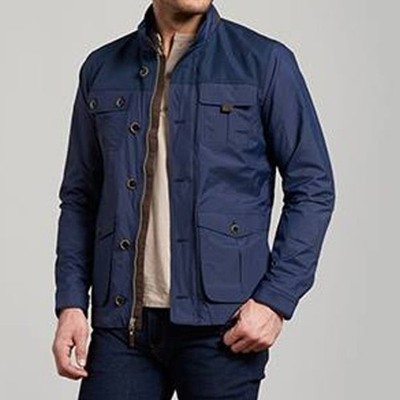 UNTUCKit Lanson Jacket XL Blue Full Zip Lightweight Utility Mens Casual