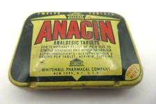 OLDER 2" Vintage Anacin Analgesic 12 Tablet EMPTY Pocket Tin Container Box NYC