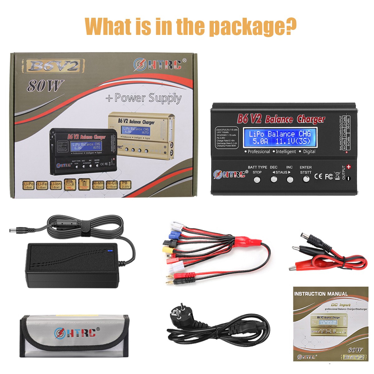 RC Car Balance Charger, 1S-6S Digital Discharger Battery Pack Charger 80W 6A USA