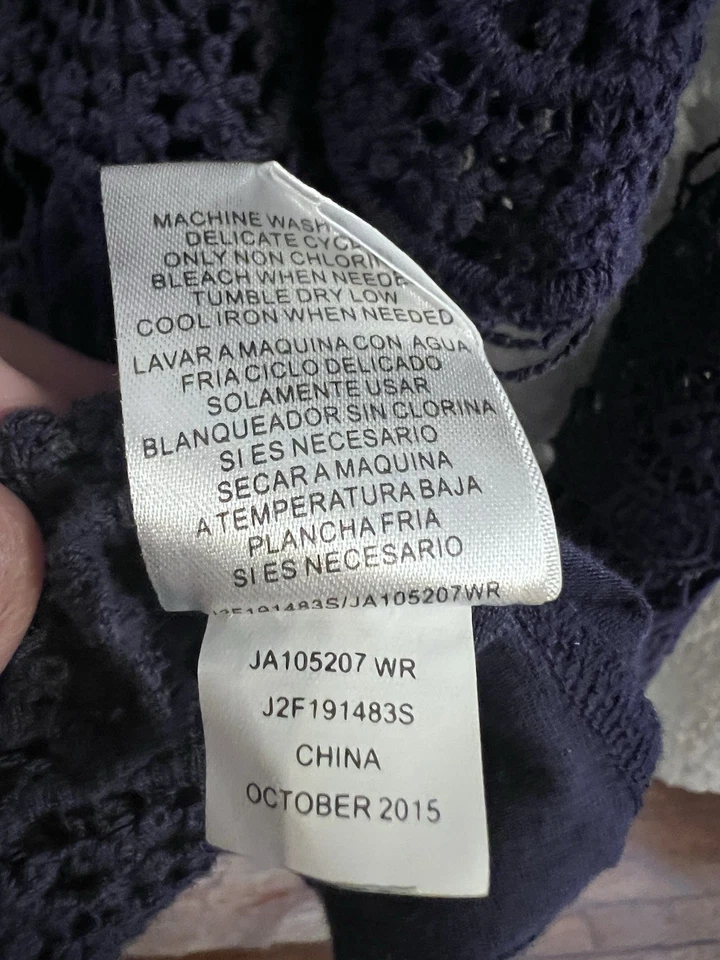 Top túnica mujer Joseph A manga larga ganchillo encaje forrado cuello redondo azul talla M Foto 4 de 4