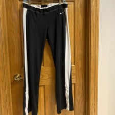 Nike Women s Black vintage Track Pants W Stripe Snap Ankle Size M 8-10
