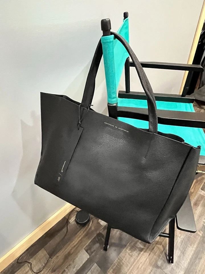 Bolsa tote lateral Ampersand As Apostrophe couro / preta lux macia/ nova com etiquetas / MSRP $594 - Imagem 2 de 4
