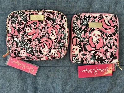 2 Lilly Pulitzer NWT Hibiscus Pink Toiletries Travel Bag Getaway Packable Tote