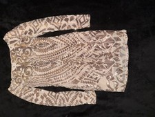 Tan Sequin Party Dress Women's Size M Long Sleeve Off The Shoulder