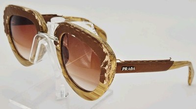 Prada 23RS C6 Sunglasses Raw Wood Leather Special Edition FOR PARTS REPAIR A1