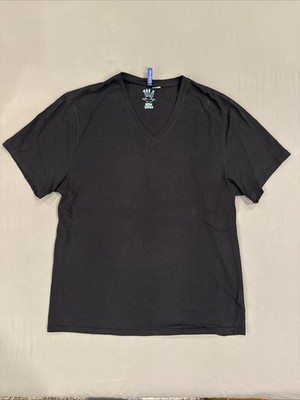 H&M Divided 100% Basic Jersey Men s T-Shirt, Size L, Black, V Neck