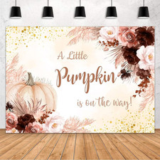 7x5ft Pumpkin Baby Shower Backdrop for Girl Fall Boho Baby Shower Party Decorati