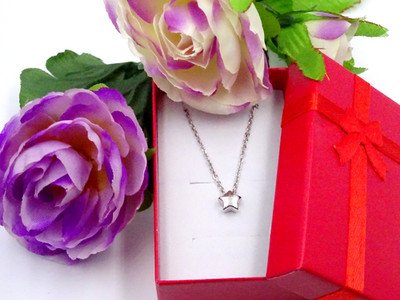 Damen Hals Kette 925 Silber 44 cm im Sternchen Design Luxus Elegant Trendig