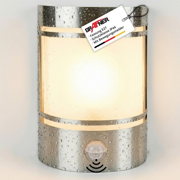 Grafner Wandlampe AußEnleuchte Bewegungsmelder Wandleuchte Sensor Edelstahl-image