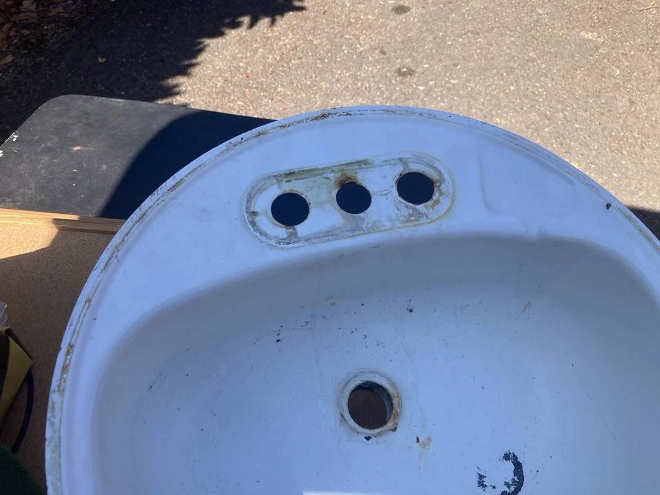 Antique Vintage 1920s Kohler Cast Iron Corner Sink White Porcelain - Image 2 of 4