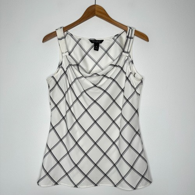 #ad White House Black Market Tank Top Womens Size M Plaid Cowl Neck Layering Career $16.95