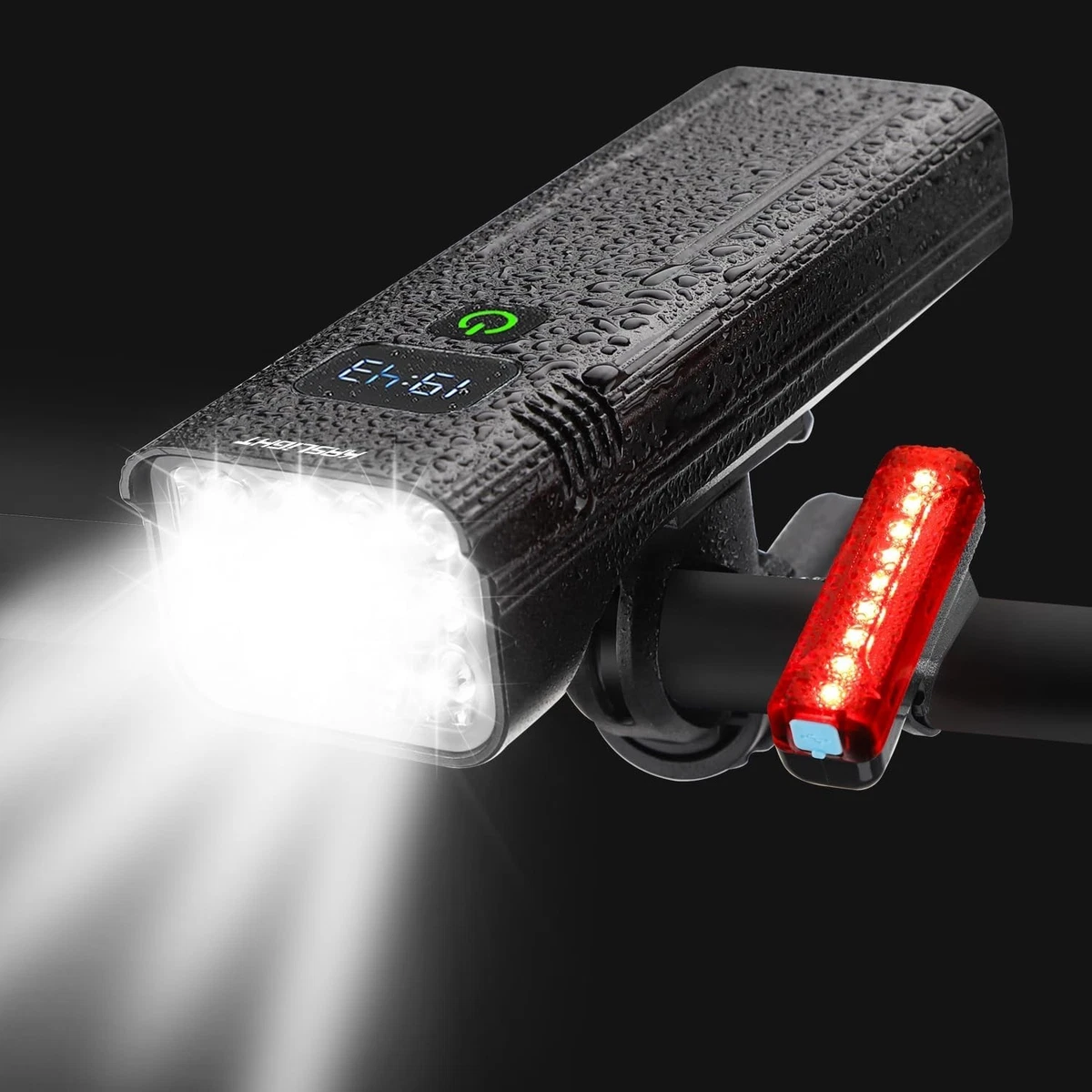 Luci per bici per guida notturna, 9000 lumen, durata 20 ore