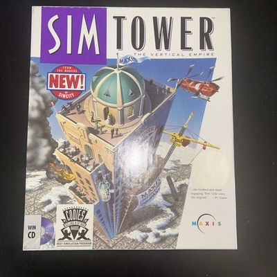 Sim Tower The Vertical Empire Maxis PC Big Box Windows 95 W/ Manuals + Inserts
