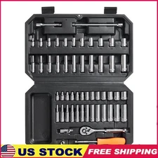 54 Piece 1/4 Drive Socket Ratchet Set High Torque Durable Tools Portable Case US