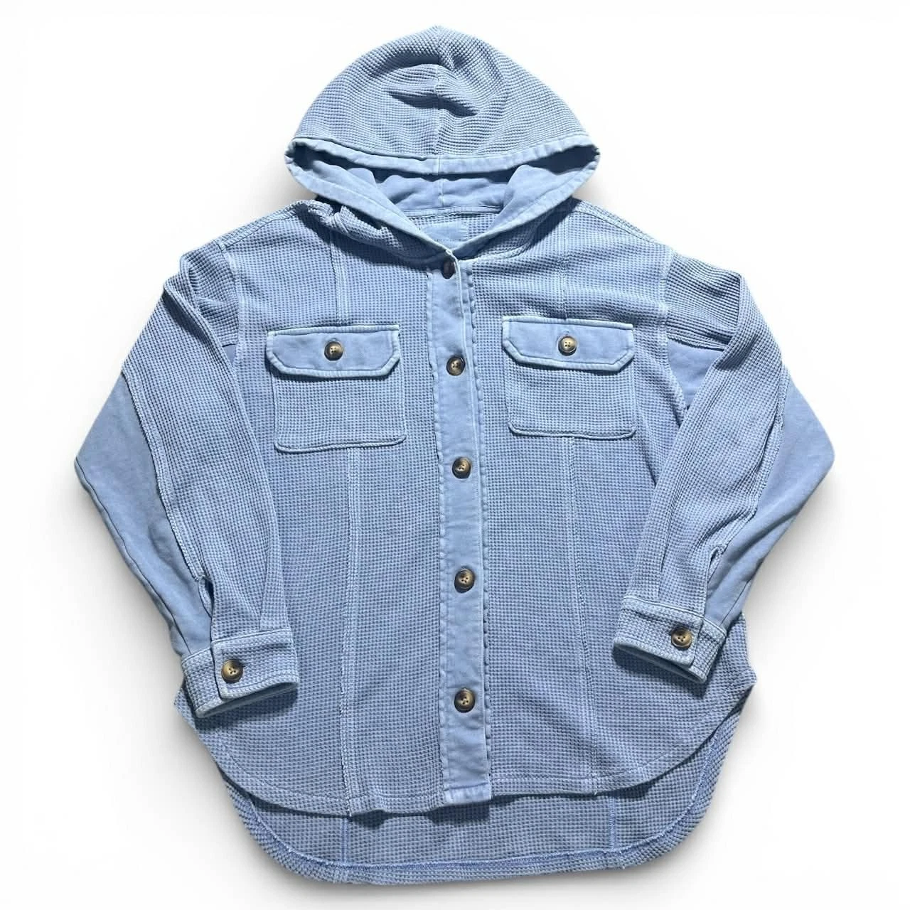American Eagle Womens Light Blue Thermal Hoodie Size Medium