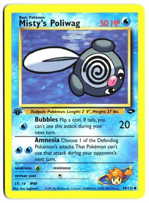 1st Edition Misty's Poliwag Gym Challenge 089/132 LP