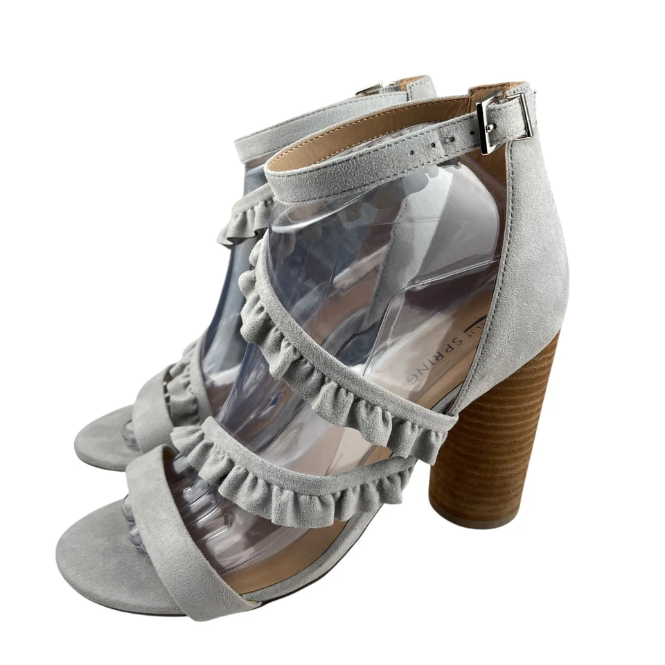 Call It Spring Women's Sandals Size 8 Gray Faux Suede Block Heel Ankle Strap - Image 4 of 4