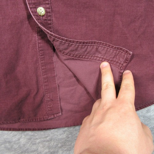 LL Bean Shirt Mens Large Tall Red Maroon Corduroy Button Down Cotton Long Sleeve - Picture 8 of 13