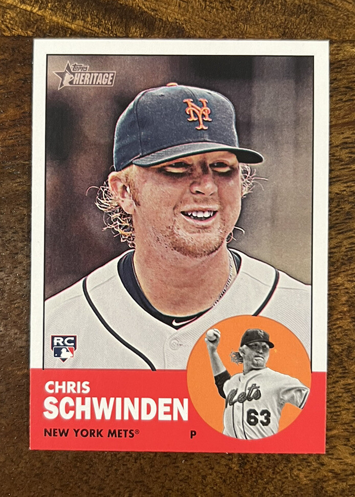 2012 Topps Heritage New York Mets Baseball Card #204 Chris Schwinden