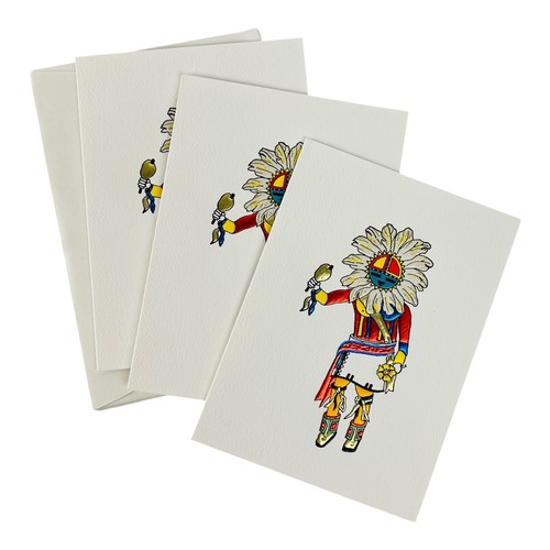 3 Vintage Zuni Sun God Kachina Foil Embossed Notecards Native American Art